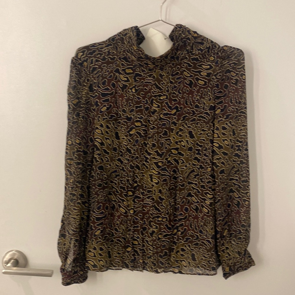 Tory Burch Silk Animal Print Blouse Size 0